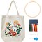 Canvas Tote Bag Embroidery Kit with Pattern for Beginners, Arts and DIY Crafts Kits for Adults, Include Instructions Embroidery Bag, Embroidery Hoops, Color Threads and Tool